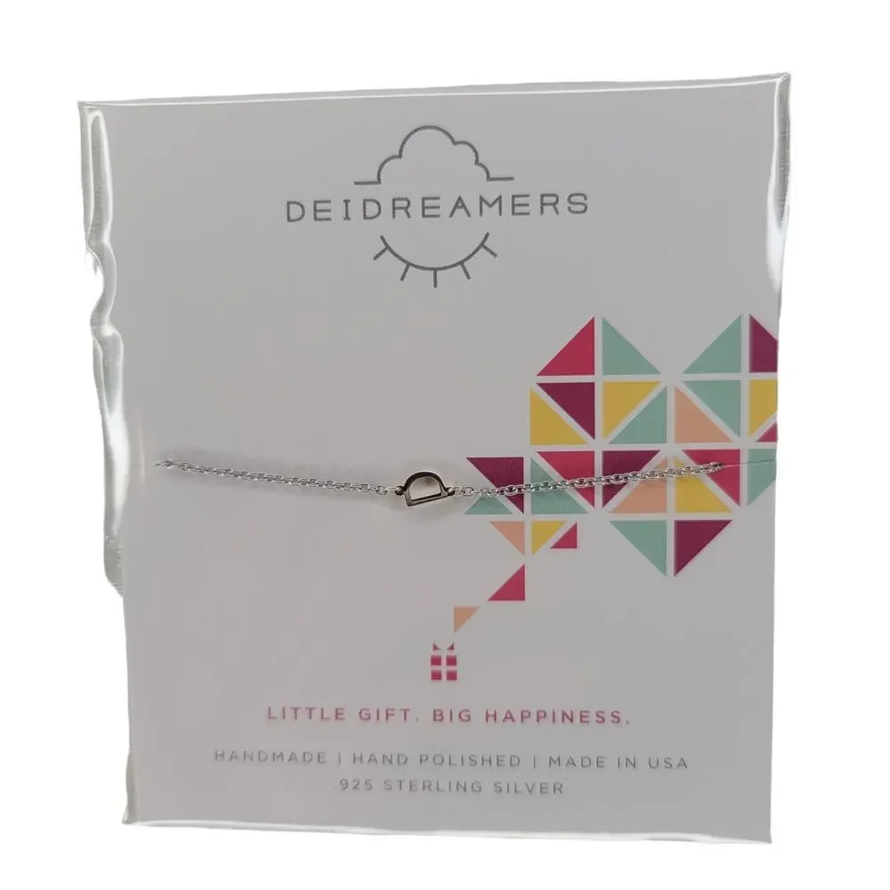 Sterling Silver Letter D Initial Necklace Side MINI Small Tiny Dainty Little 925